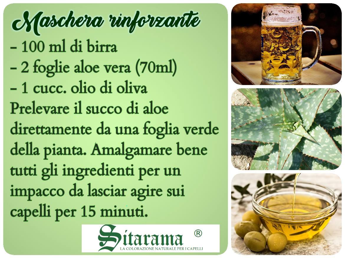 MASCHERA RINFORZANTE : birra + aloe vera + olio di oliva